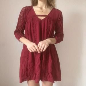 Boho deep red dress